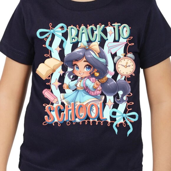 Princess Jasmine Chibi Back to shool graphic T-shirt for kids - Picture 5 of 5
